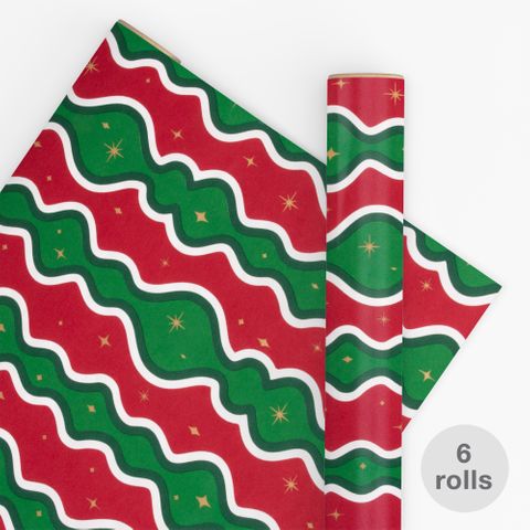 10M PAPER RETRO SWIRL RED/EMERALD 80gsm