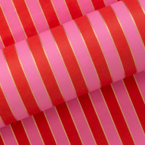 NUTCRACKER STRIPE BRIGHT PINK/POPPY RED 80gsm