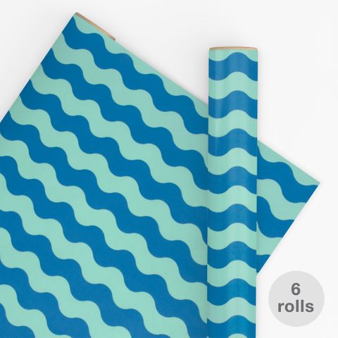 10M PAPER WAVES AQUA/ELECTRIC BLUE 80gsm