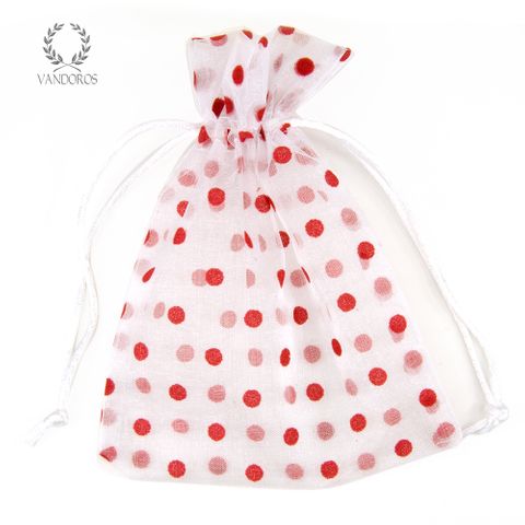 POLKA DOT ORGANZA BAG WHITE/RED