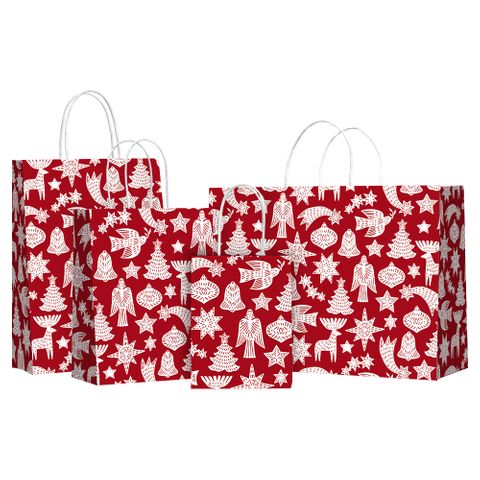 TWISTED HANDLE BAG ADORN RED/WHITE