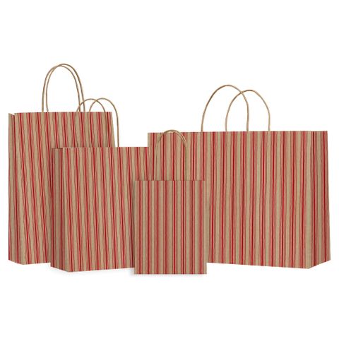 TWISTED HANDLE BAG RUSTIC STRIPE SPICE RED/KRAFT