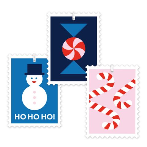 XMAS STAMPS ELECTRIC BLUE GIFT TAGS PACK OF 6