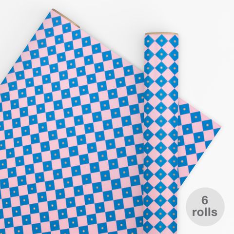 10M PAPER CHECKERBOARD PINK/ELECTRIC BLUE 80GSM