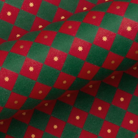 CHECKERBOARD DARK GREEN/RED 80GSM