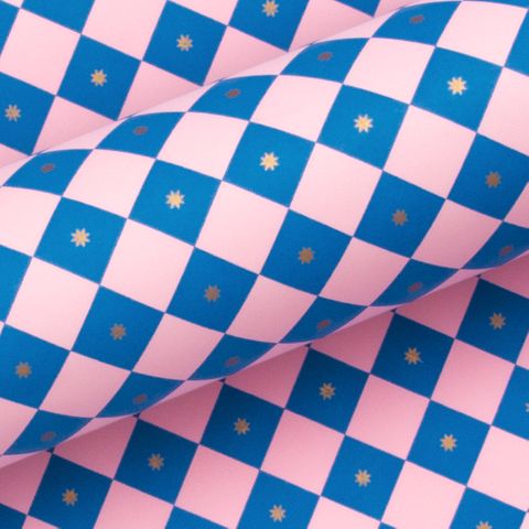 CHECKERBOARD PINK/ELECTRIC BLUE 80GSM