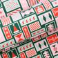 XMAS STAMPS DARK GREEN/PINK/ POPPY RED 80GSM