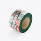 SKINNY WRAP XMAS STAMPS DARK GREEN/PINK/ POPPY RED 80GSM