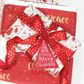 EMBOSSED TRIANGULAR RED/WHITE GIFT TAG PACK OF 6