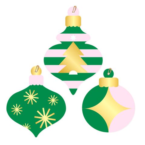 BAUBLES EMERALD/PINK GIFT TAG PACK OF 6