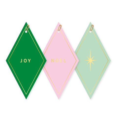 HARLEQUIN EMERALD/PINK GIFT TAG PACK OF 6