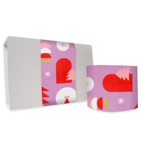 SKINNY WRAP SCANDI CHRISTMAS LILAC/POPPY RED UNCOATED 80gsm