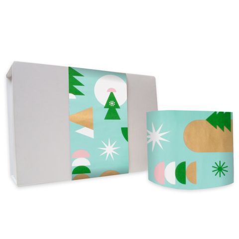 SKINNY WRAP SCANDI CHRISTMAS MINT/EMERALD UNCOATED 80gsm