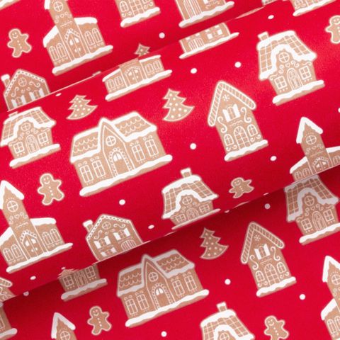 GINGERBREAD HOUSE RED/GINGER UNCOATED 80gsm