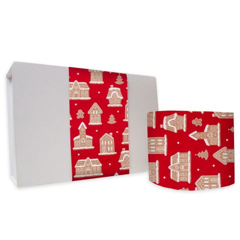 SKINNY WRAP GINGERBREAD HOUSE RED/GINGER80gsm