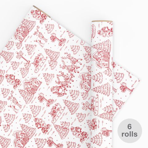 10M PAPER P10WCMTRD UNCOATED CHRISTMAS TOILE RED 80gsm