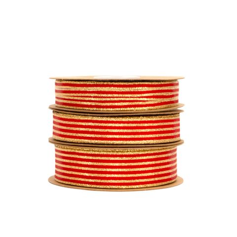 PINSTRIPE TAFFETA RED/GOLD 6mmX50M