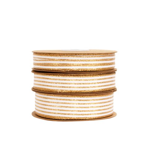 PINSTRIPE TAFFETA WHITE/GOLD 6mmX50M