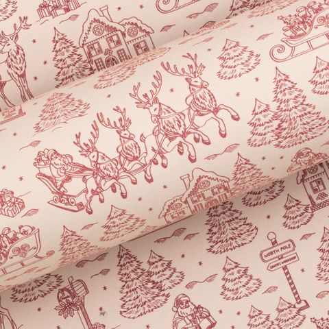 CHRISTMAS TOILE KRAFT SPICE RED 80gsm 60cmX60M