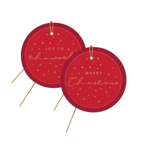 CHRISTMAS STAR GIFT TAG RED PACK OF 6