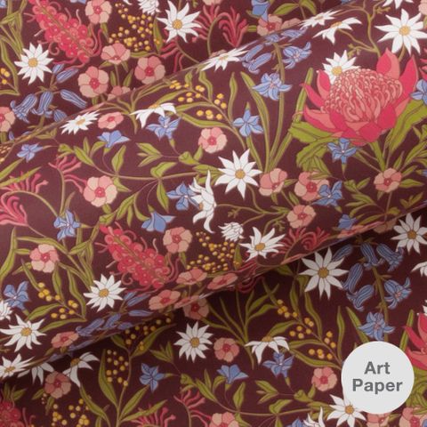 MATILDA FLORAL MULBERRY ART PAPER (MATTE) 80gsm