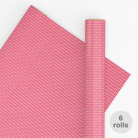10M PAPER TWINE STRIPE BRIGHT PINK/POPPY RED (UNCOATED) 80gsm 60cmX10M