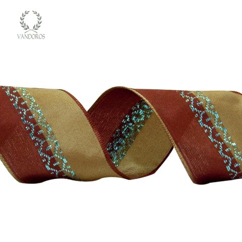 11179-10 AQUA/BURG/TAUPE STRIPE WIRE EDGE