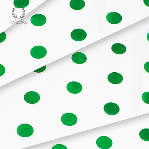 WHITE/GREEN HOT SPOT SATIN WRAP TISSUE PAPER 200 SHEETS 17gsm