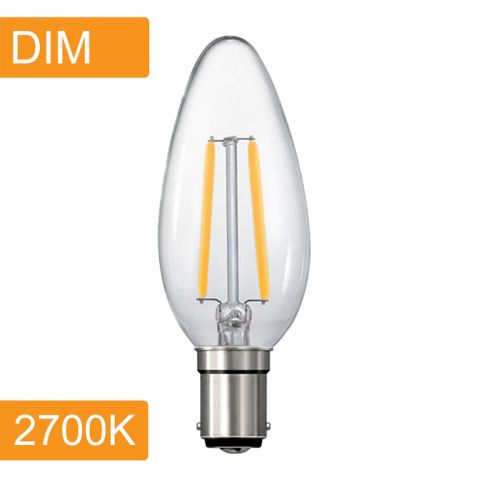 Candle C35 4w LED Filament - Dim - B15 - 2700K