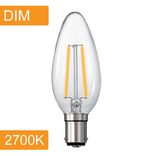 Candle C35 4w LED Filament - Dim - B15 - 2700K