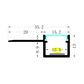 VCB020 Plasterboard Square Aluminium Profile with Diffuser - 1m