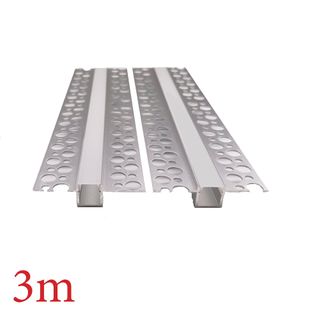 VCB002 Plasterboard Square Aluminium Profile with Diffuser - 3m
