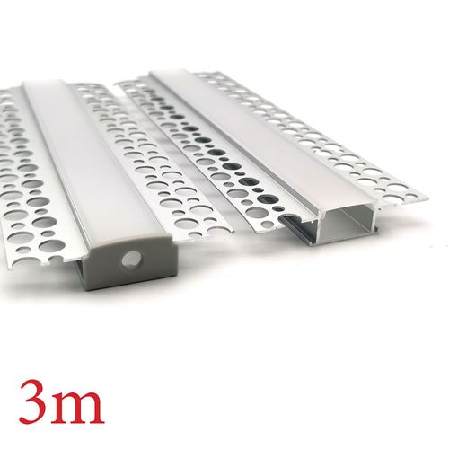 VCB003 Plasterboard Square Aluminium Profile with Diffuser - 3m