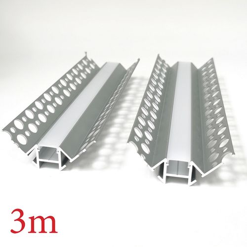 VCB024 Plasterboard Aluminium Corner Profile with Diffuser - 3m