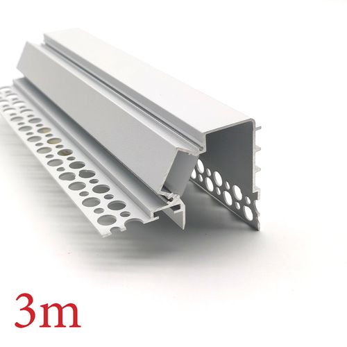VCB051 Plasterboard Aluminium Corner Profile with Diffuser - 3m - White