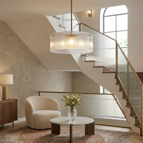 Medici 400mm Round Glass Pendant - Gold