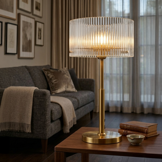 Medici 300mm Round Glass Table Lamp - Gold