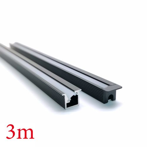 VC1010D Wash 45 Winged Aluminium Profile with Diffuser - 3m - Black
