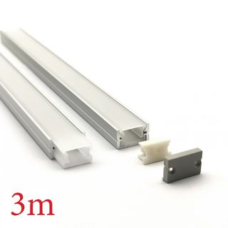 VC1710A IP65 Square Aluminium Profile with Diffuser - 3m - Silver