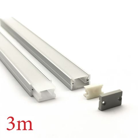 VC1710A IP65 Square Aluminium Profile with Diffuser - 3m - Silver