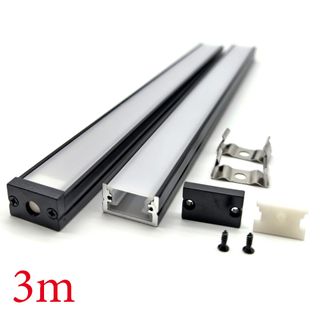 VC1710A IP65 Square Aluminium Profile with Diffuser - 3m - Black