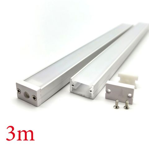 VC1710A IP65 Square Aluminium Profile with Diffuser - 3m - White