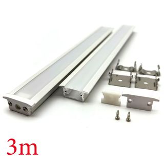 VC1710B IP65 Square Winged Aluminium Profile with Diffuser - 3m - Silver