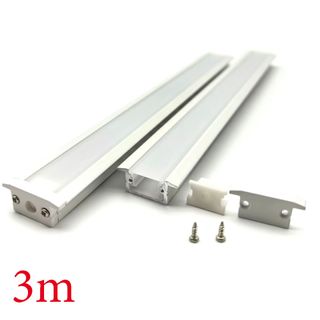 VC1710B IP65 Square Winged Aluminium Profile with Diffuser - 3m - White