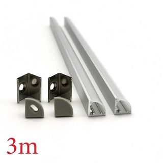VC1010T Corner Aluminium Profile with Diffuser - 3m - Silver