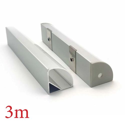 VC3030T Corner Aluminium Profile with Diffuser - 3m - Silver