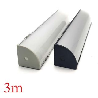 VC3030T Corner Aluminium Profile with Diffuser - 3m - Black