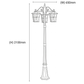 Eden Exterior Tripple Head Post Light - 2100mm