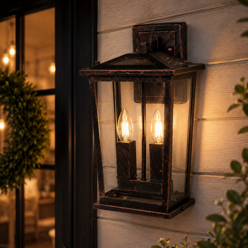 Trinity W2 Exterior Wall Light - Antique Brass - Medium