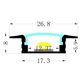 VC2707 Wide Winged Aluminium Profile with Diffuser - 3m - Silver